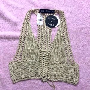 House of three crochet bra